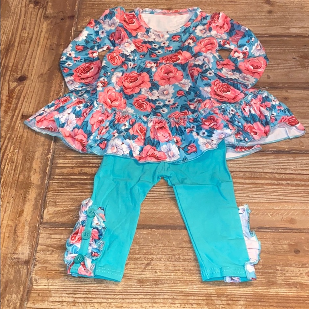 Teal Floral Tunic & Legging Set
